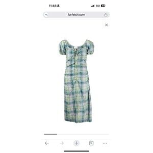 GANNI checked seersucker midi dress Size 42